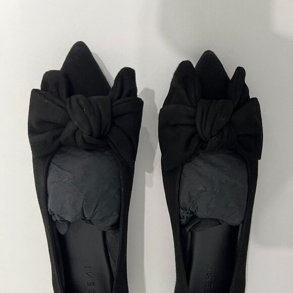 NWOT M.Gemi Pointed Toe Flats with Bow - Black Suede - Size 39 - Picture 5 of 11